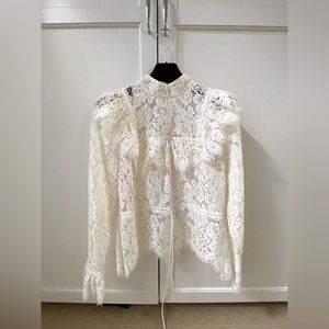 Ganni Lace Top in White/Cream